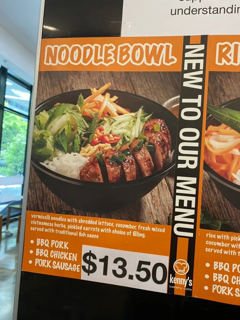 Menu, Kenny's Bakery Cafe