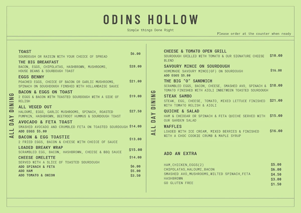 Menu, Odins Hollow