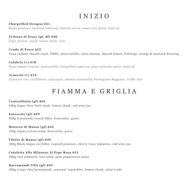 Menu, Restaurant Two14