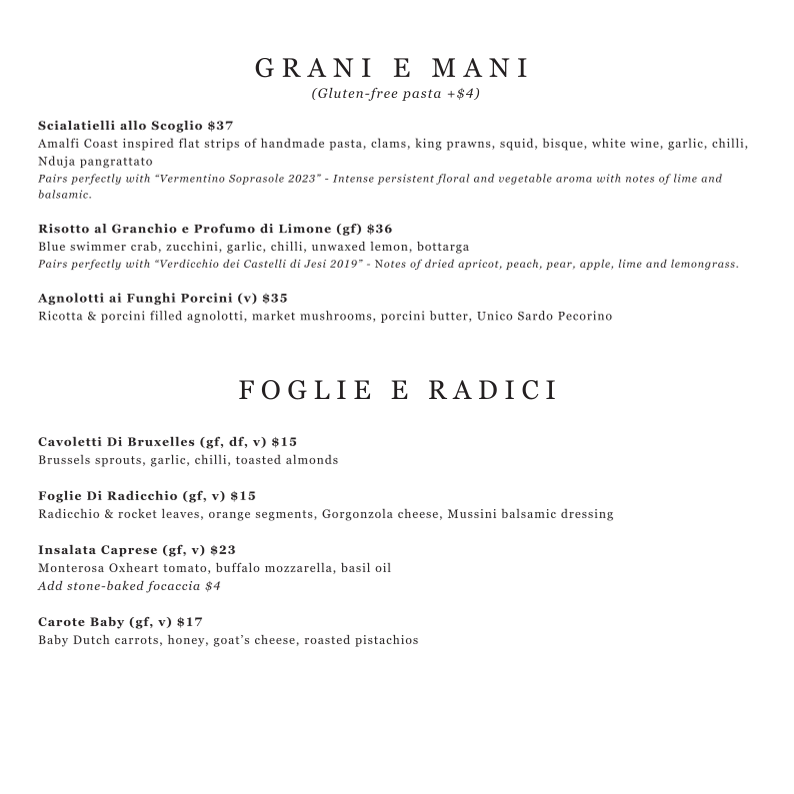 Menu, Restaurant Two14