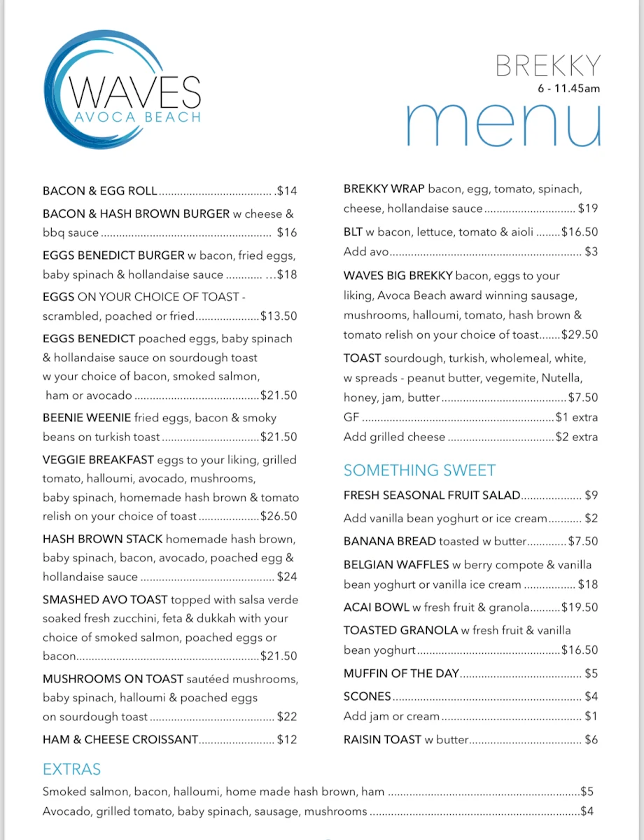 Menu, Waves