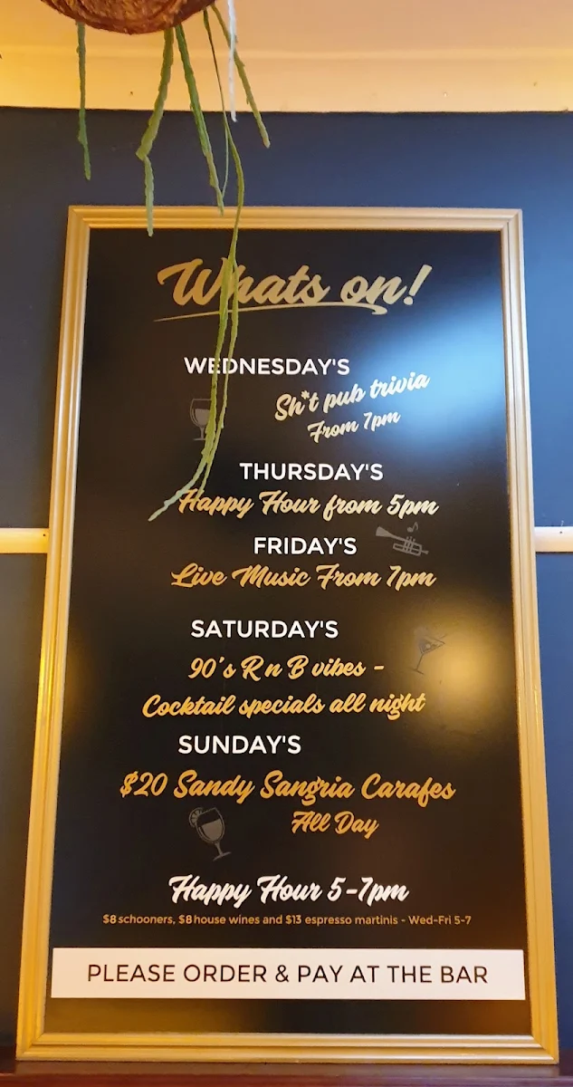Menu, Sparrows Bar