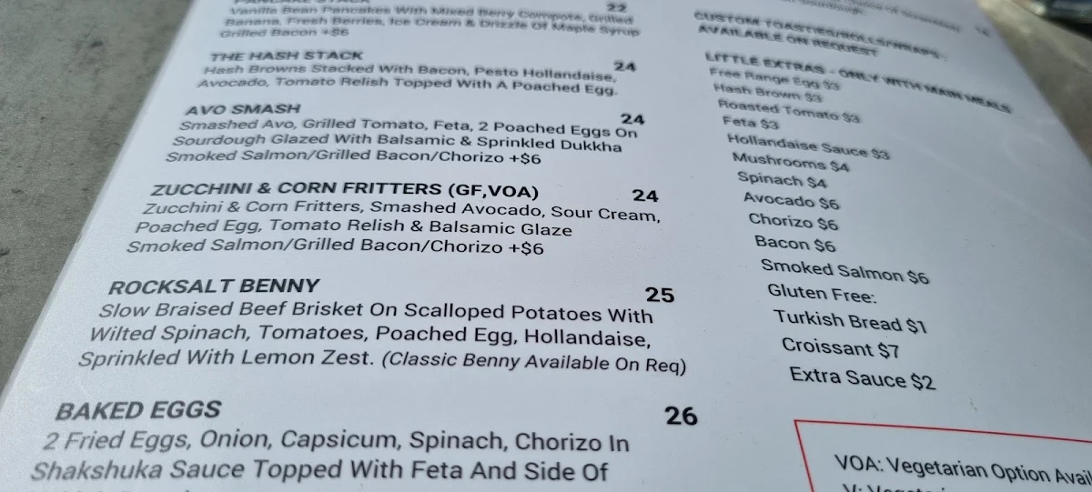 Menu, Rocksalt Cafe & Restaurant