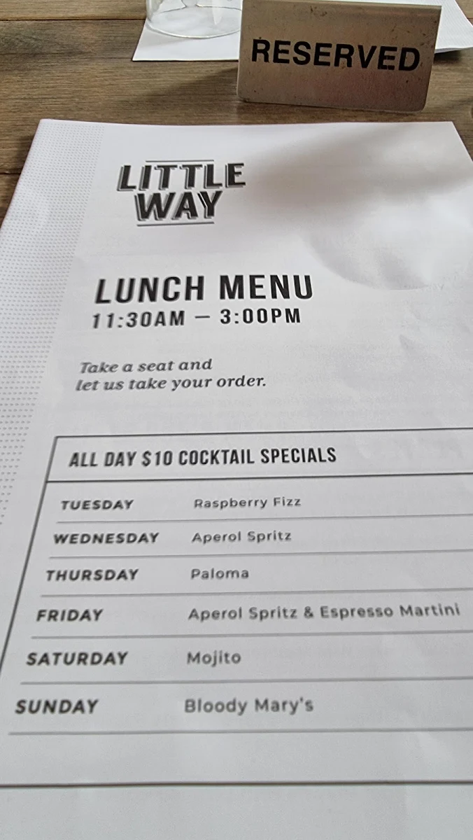 Menu, Little Way