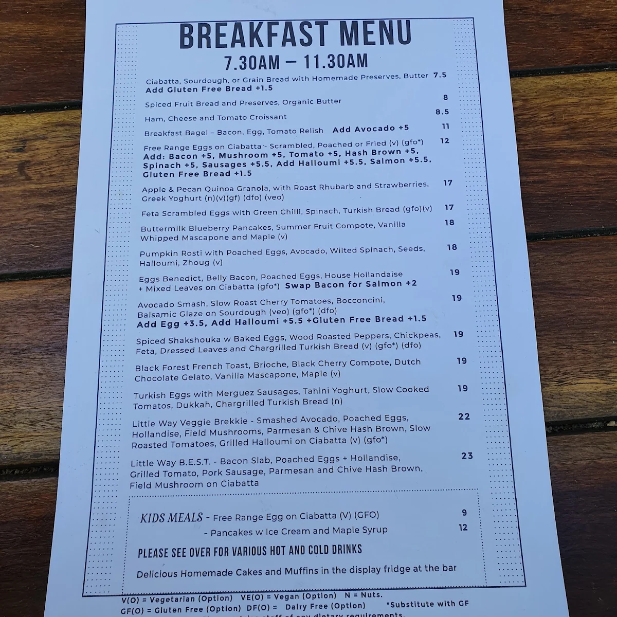 Menu, Little Way