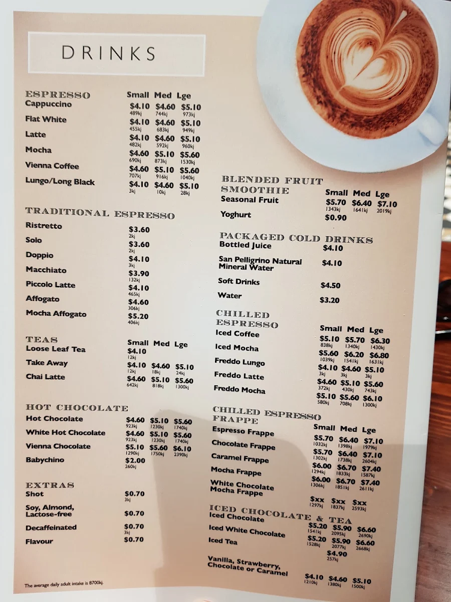 Menu, The Coffee Emporium
