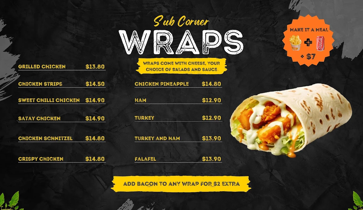 Menu, Sub Corner Crookwell