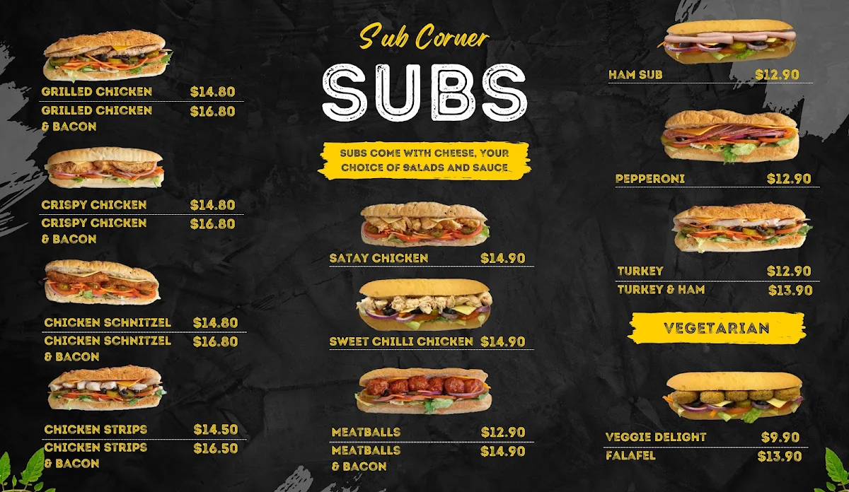 Menu, Sub Corner Crookwell