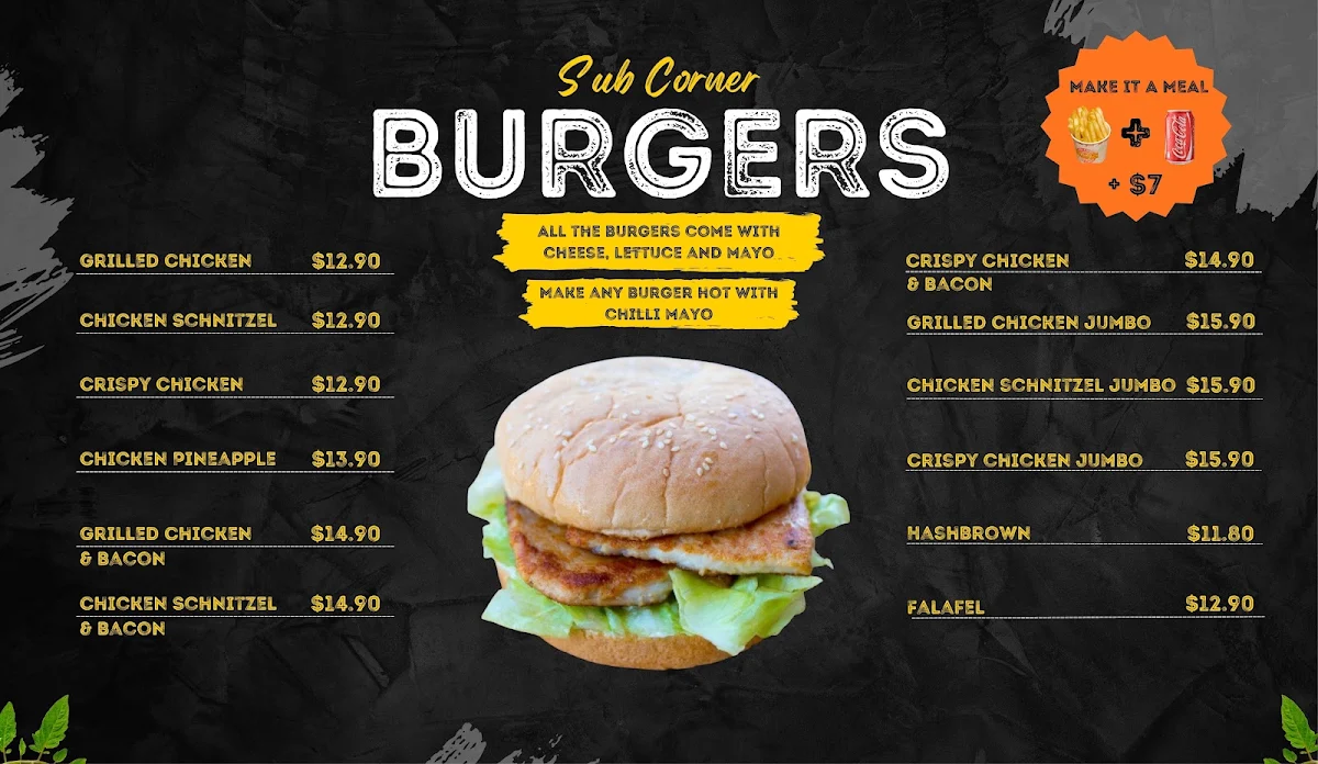 Menu, Sub Corner Crookwell