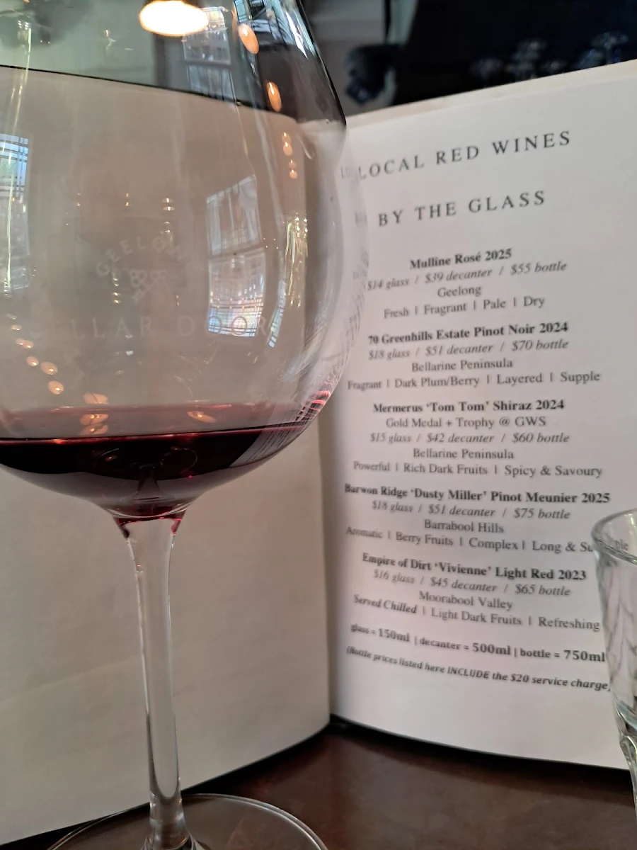 Menu, Geelong Cellar Door
