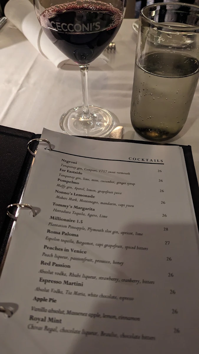 Menu, Cecconi's Flinders Lane