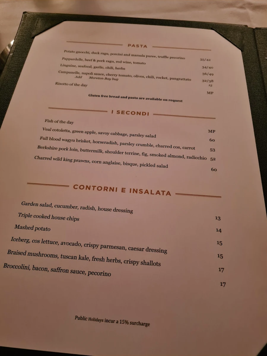 Menu, Cecconi's Flinders Lane
