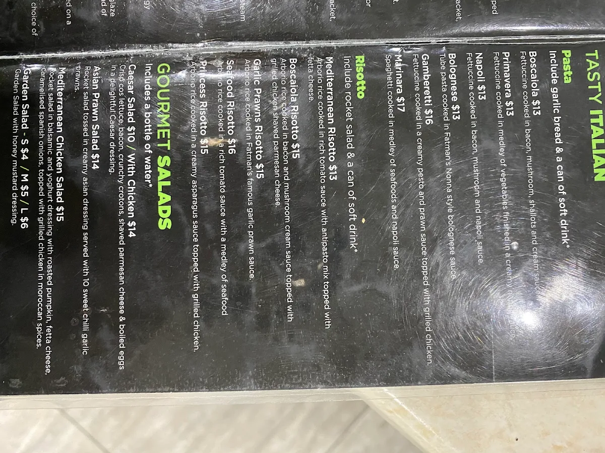 Menu, Fatman’s Steakhouse - St Johns Park