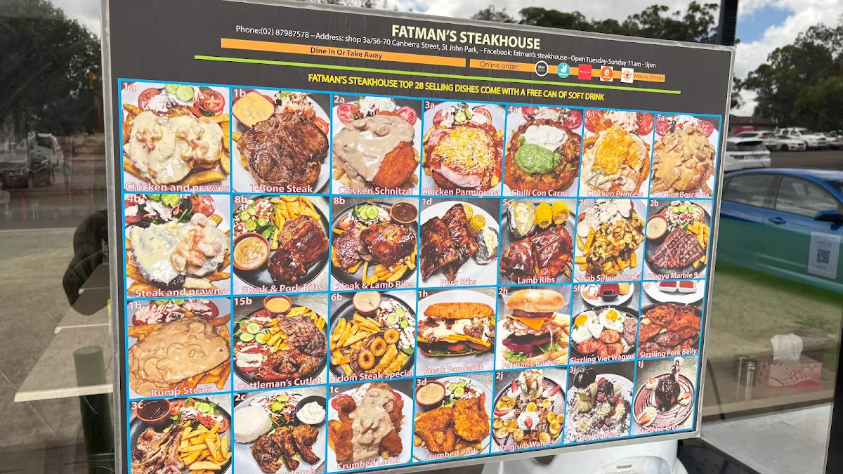 Menu, Fatman’s Steakhouse - St Johns Park
