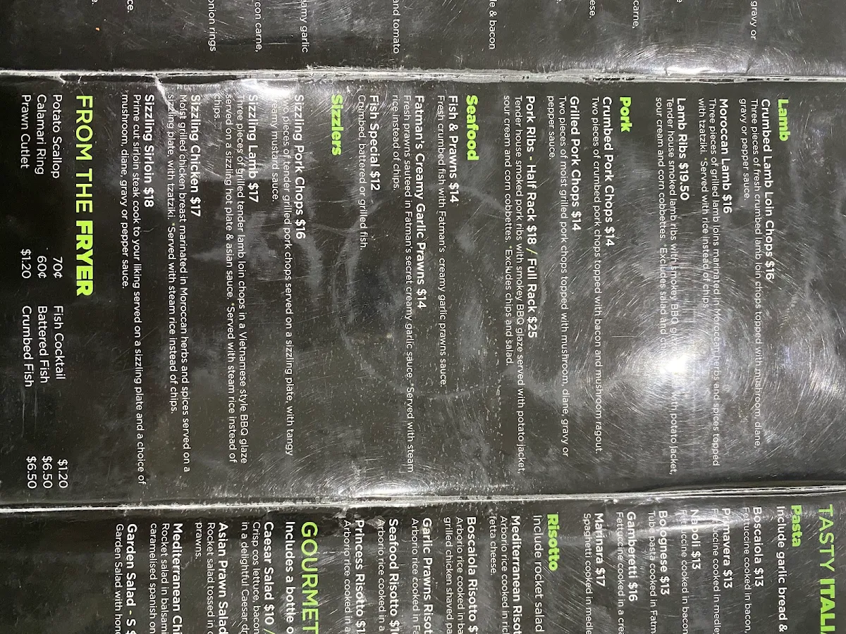 Menu, Fatman’s Steakhouse - St Johns Park