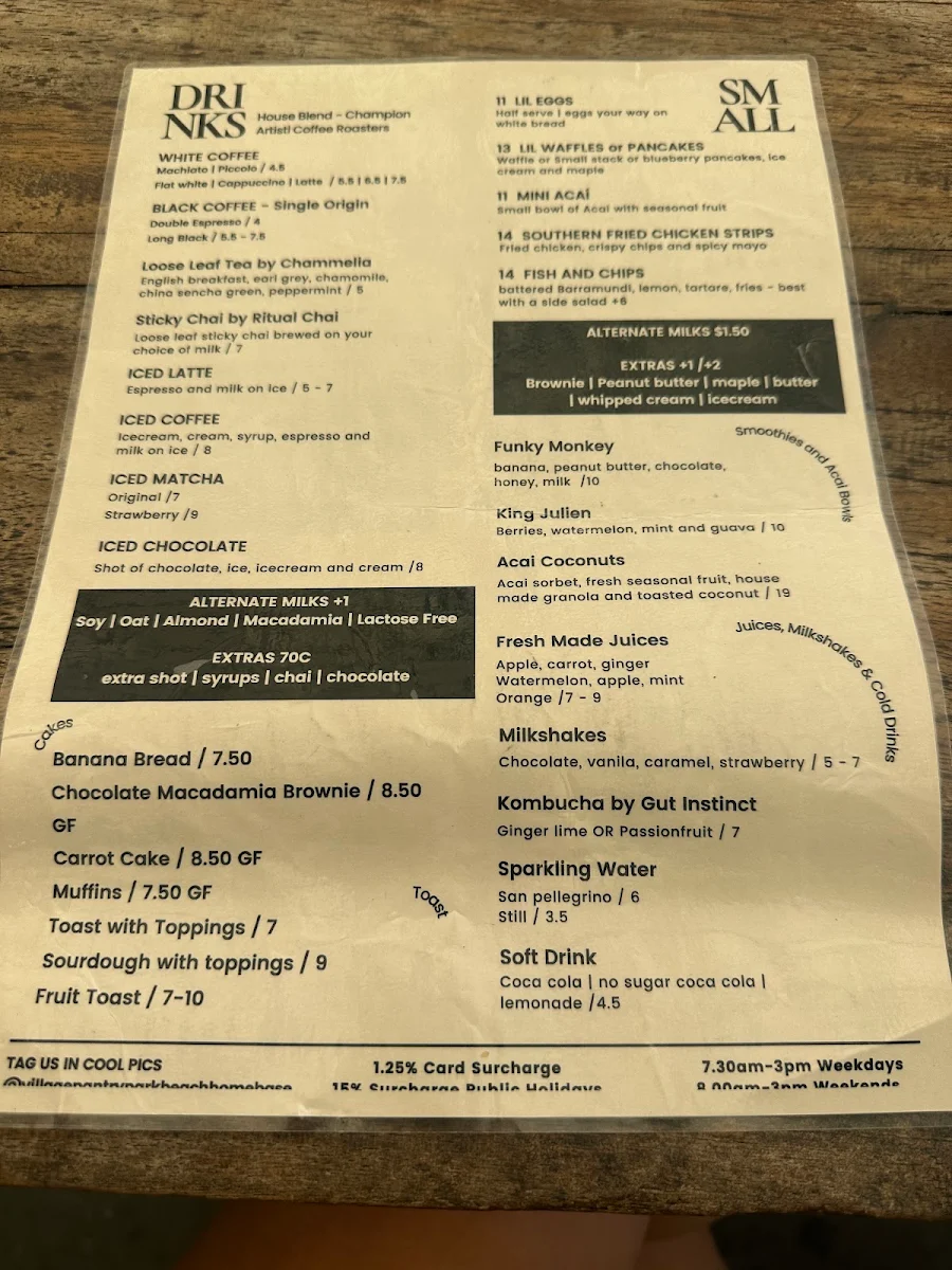 Menu, Village Pantry