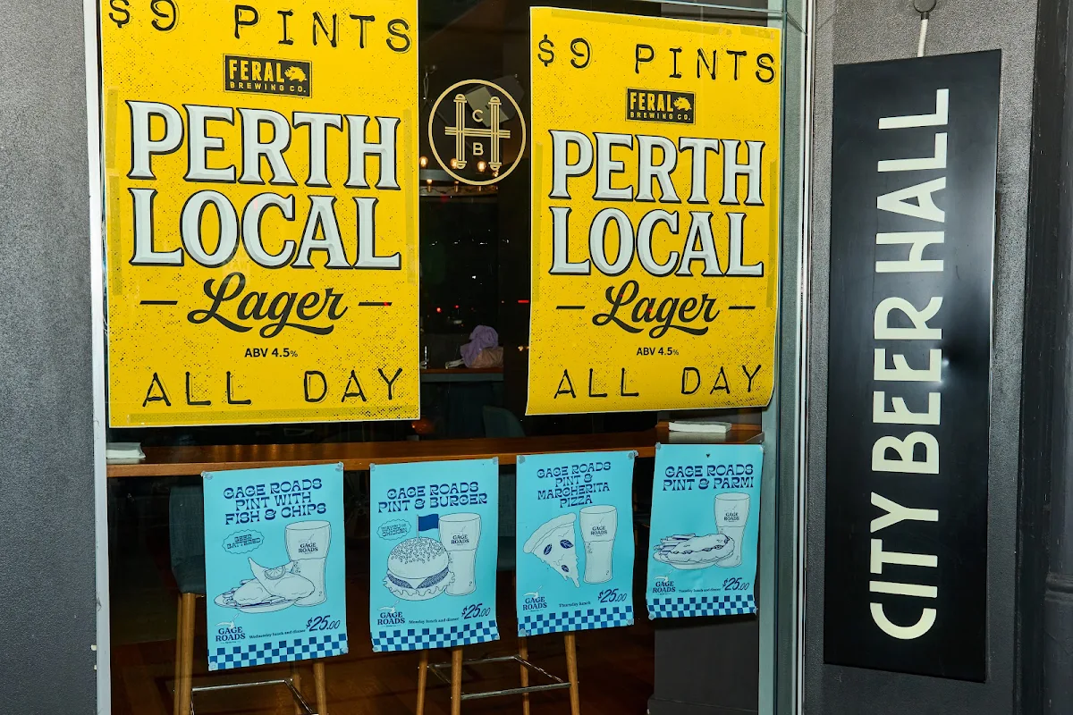 Menu, City Beer Hall Perth