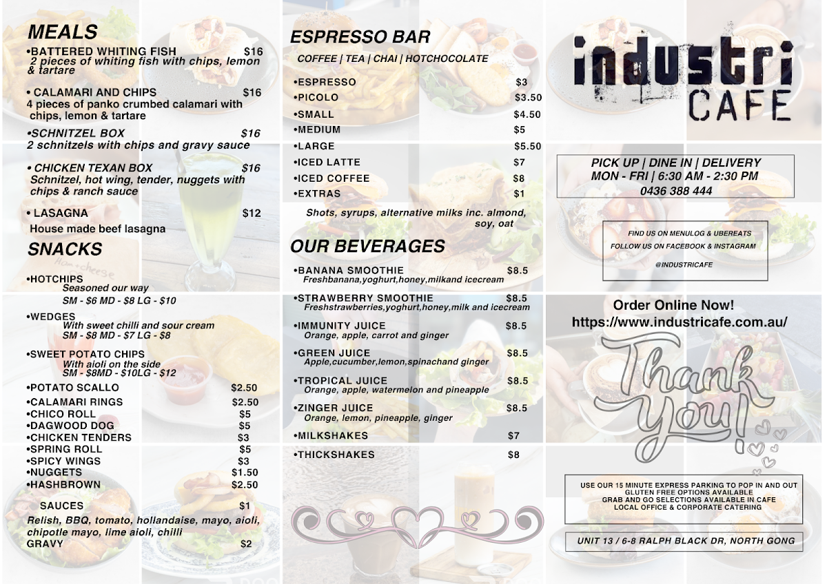 Menu, Industri Cafè