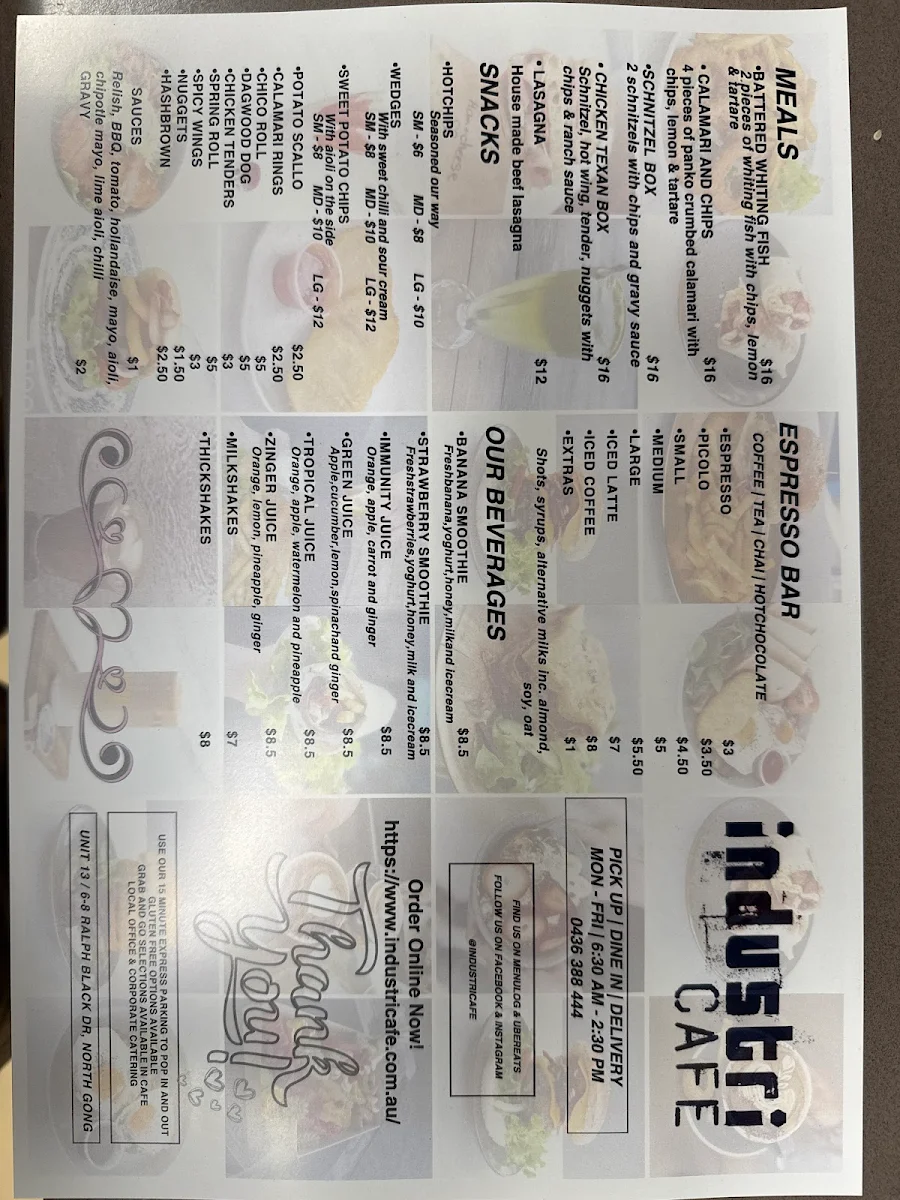 Menu, Industri Cafè