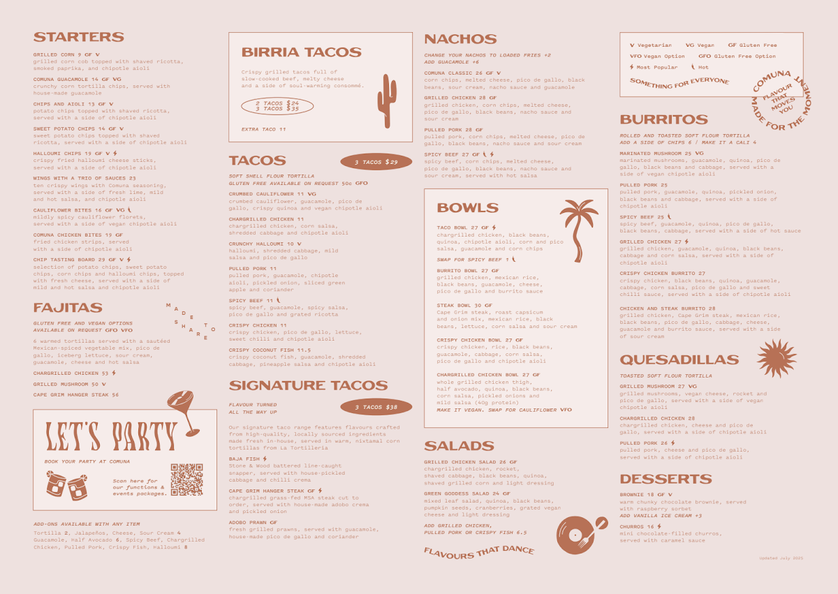 Menu, Comuna Cantina