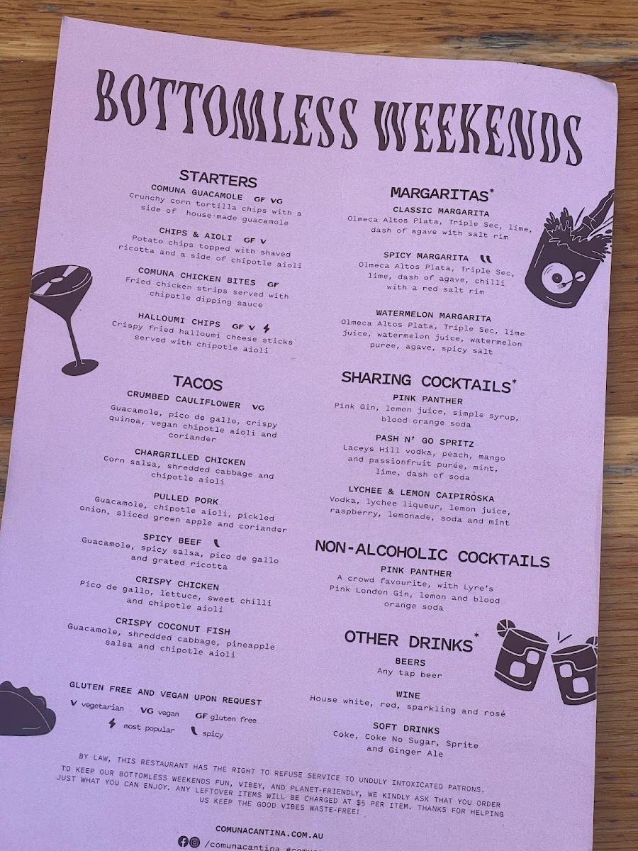 Menu, Comuna Cantina