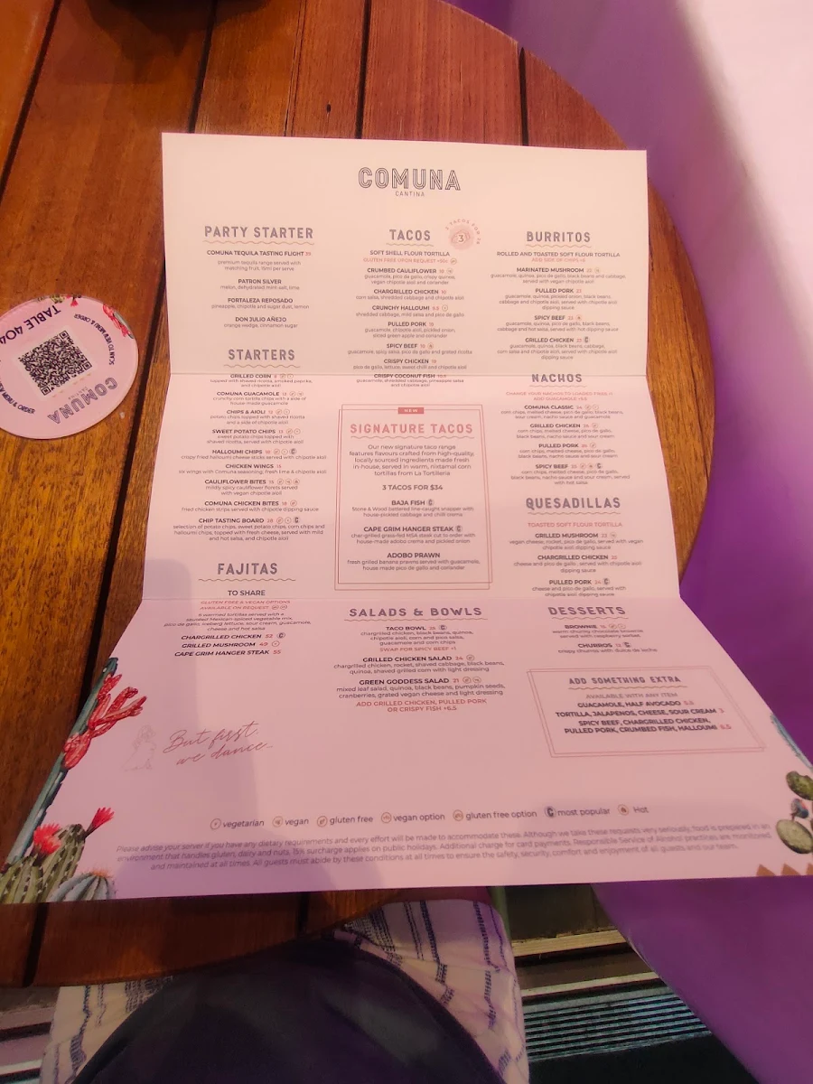 Menu, Comuna Cantina