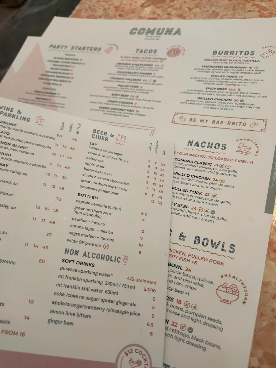 Menu, Comuna Cantina