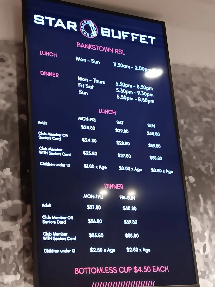 Menu, Bankstown Star Buffet