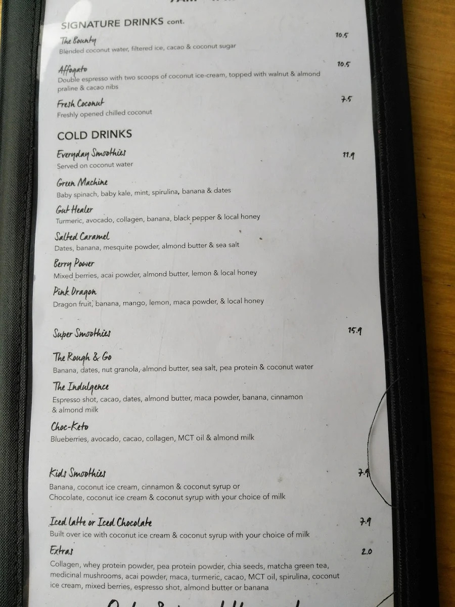Menu, Bare Wholefoods Mona Vale
