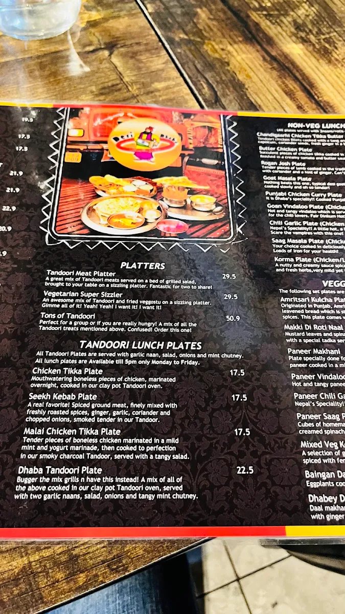 Menu, Desi Dhaba