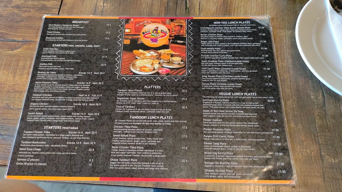 Menu, Desi Dhaba