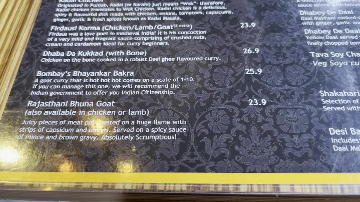 Menu, Desi Dhaba