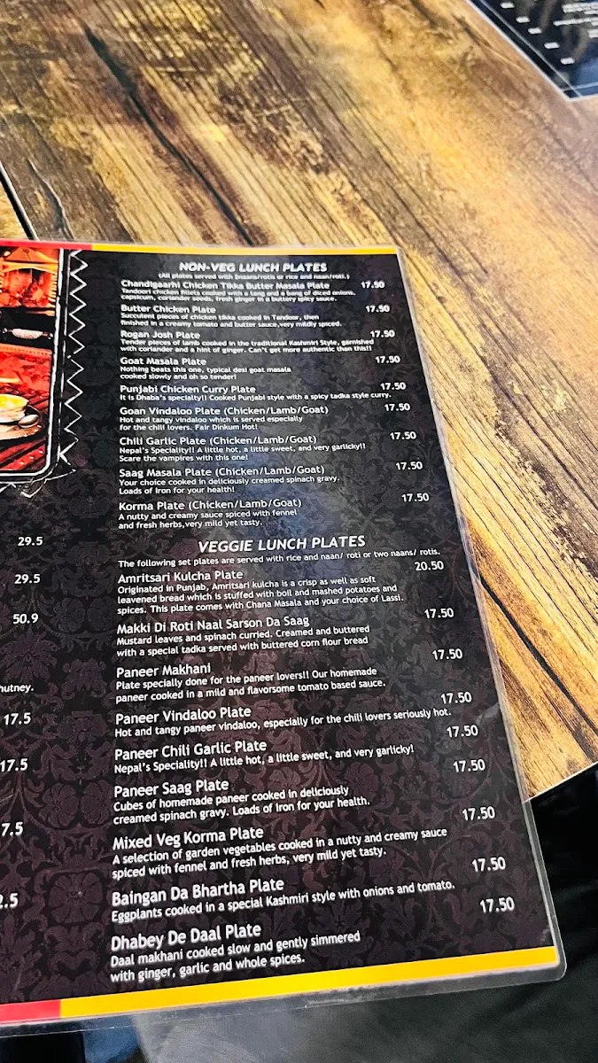 Menu, Desi Dhaba