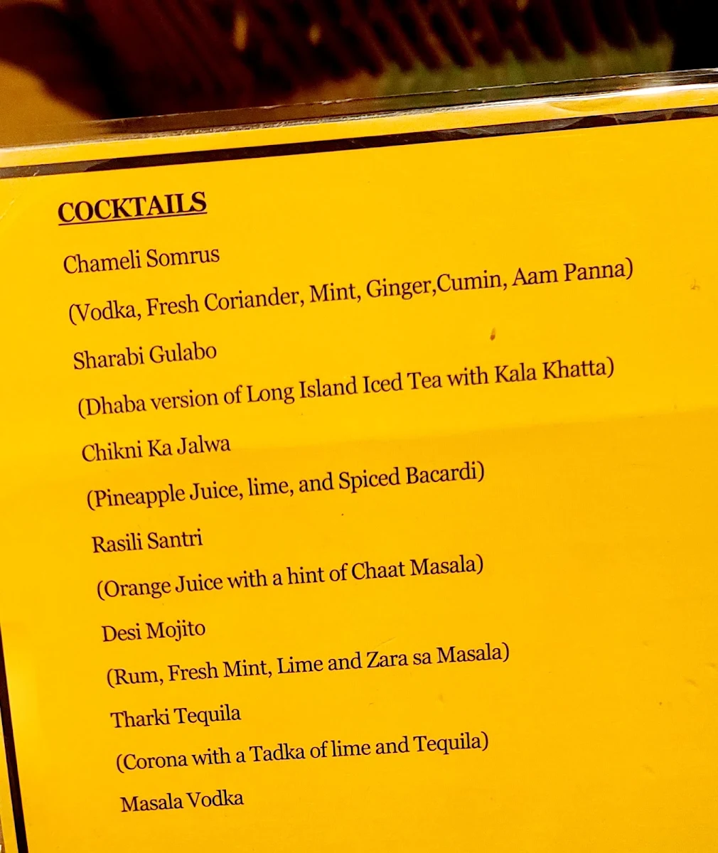 Menu, Desi Dhaba