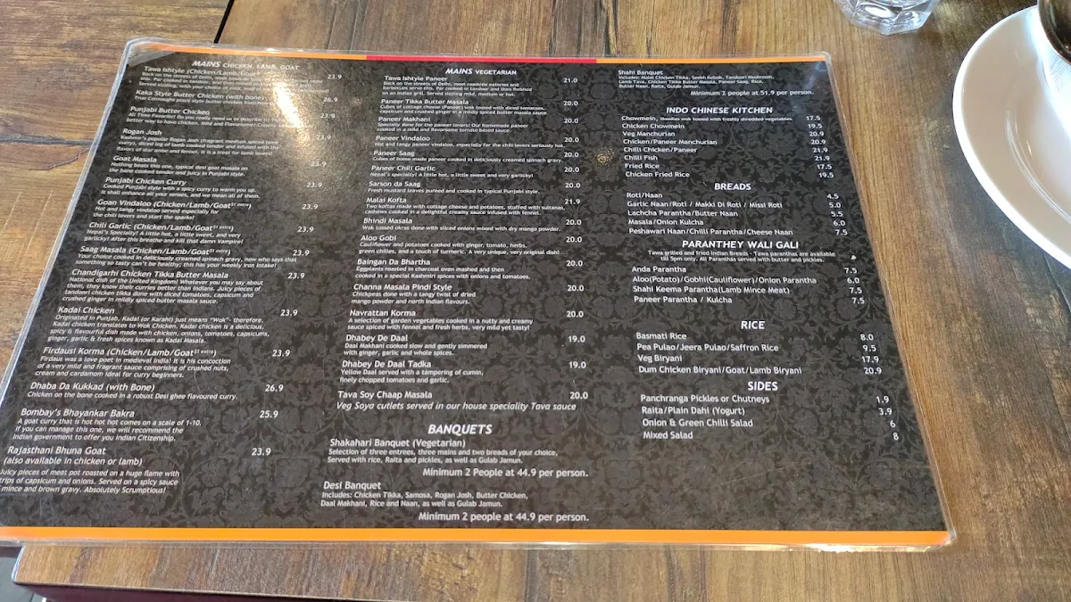 Menu, Desi Dhaba
