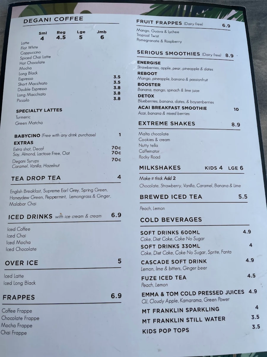 Menu, Degani Capestone