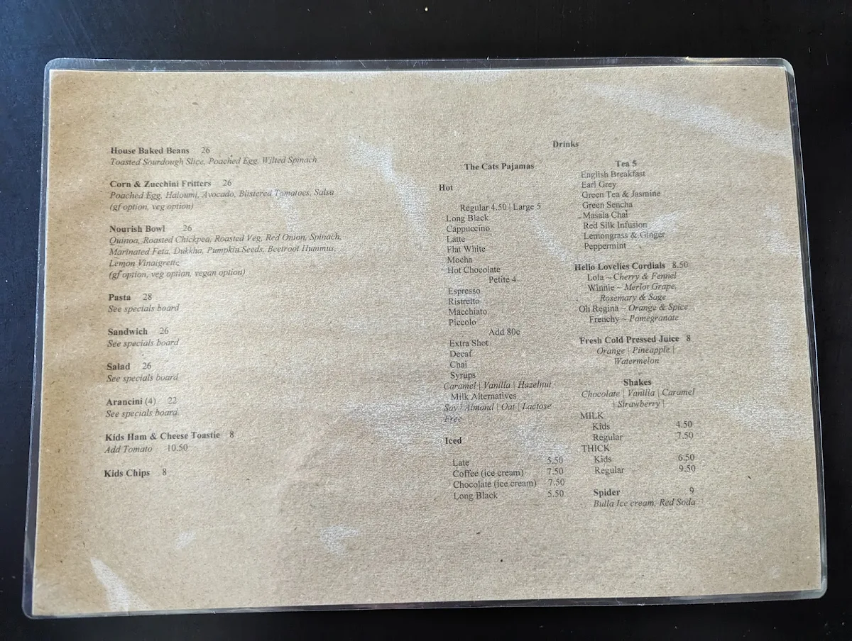 Menu, Butcher Shop Cafe Mudgee
