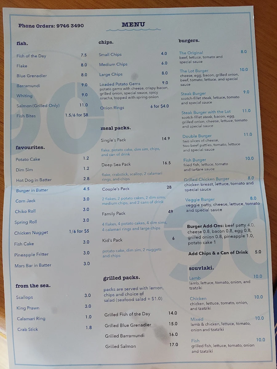 Menu, Catch 90