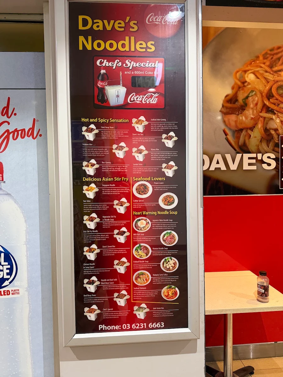 Menu, Dave's Noodles