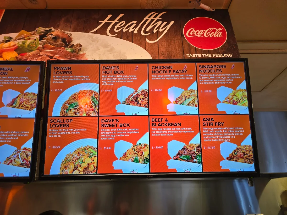 Menu, Dave's Noodles