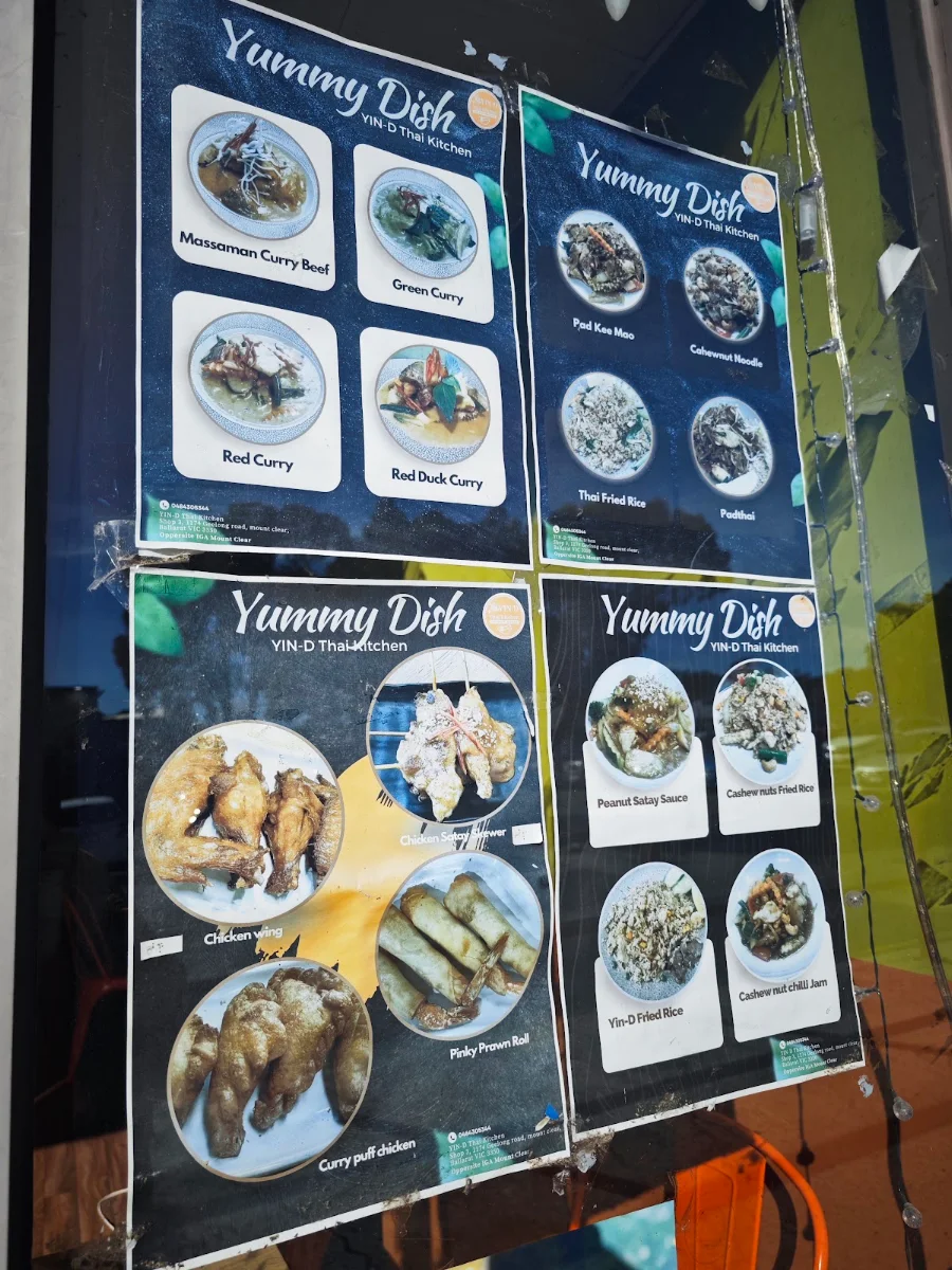 Menu, Yin-D Thai Kitchen