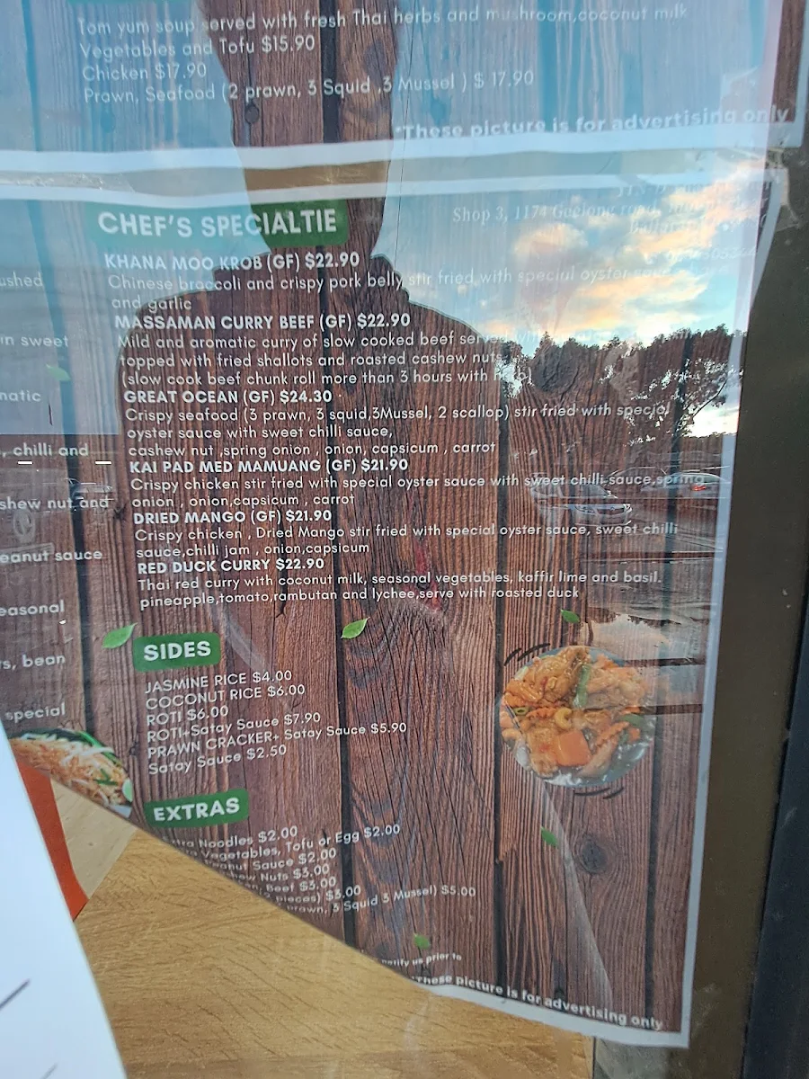 Menu, Yin-D Thai Kitchen