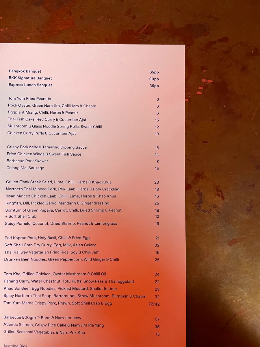 Menu, BKK