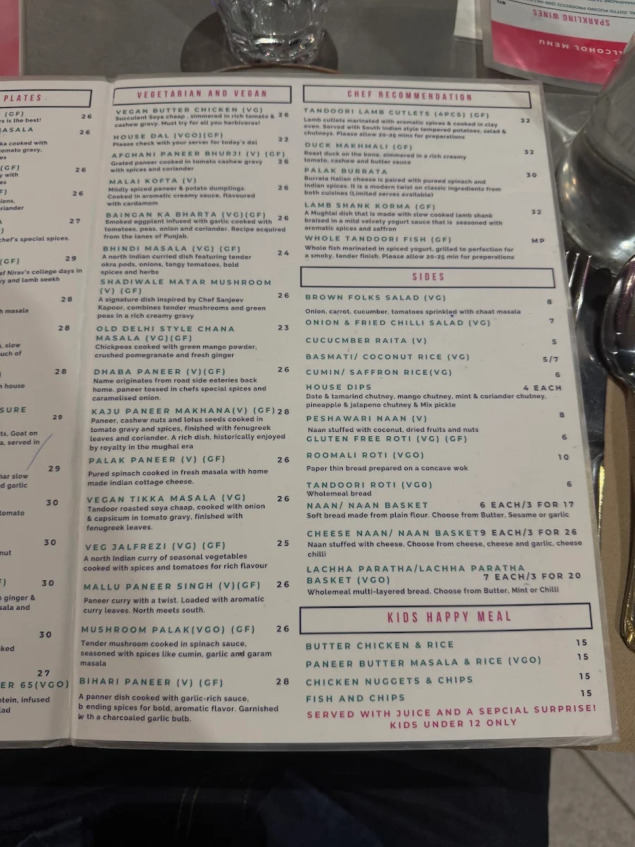 Menu, Old Monk Modern Indian