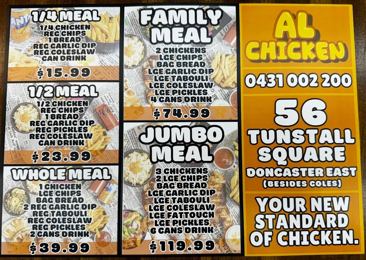Menu, Al Chicken