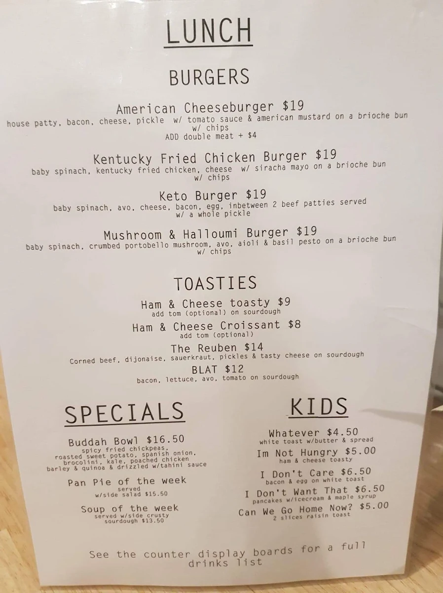 Menu, The Book & Burrow
