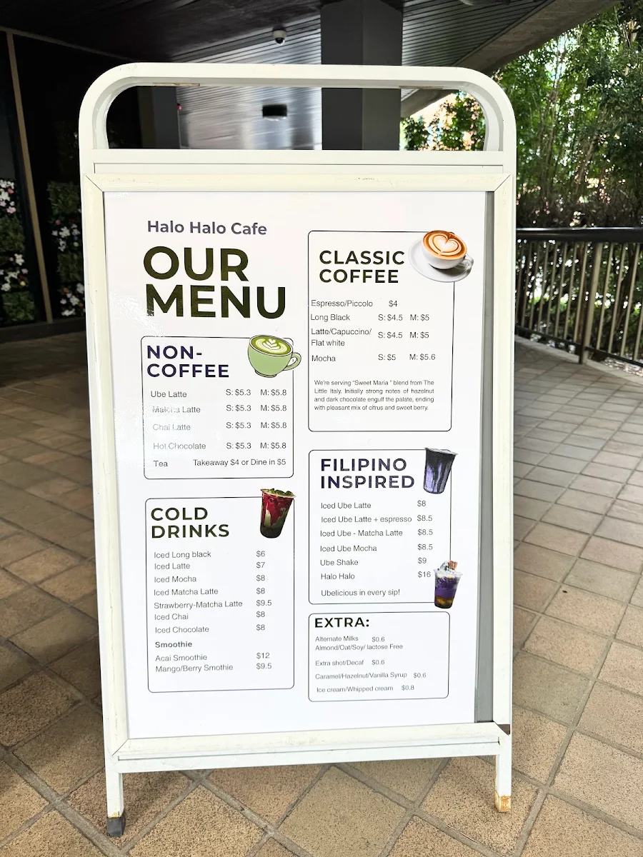 Menu, Halo Halo Cafe