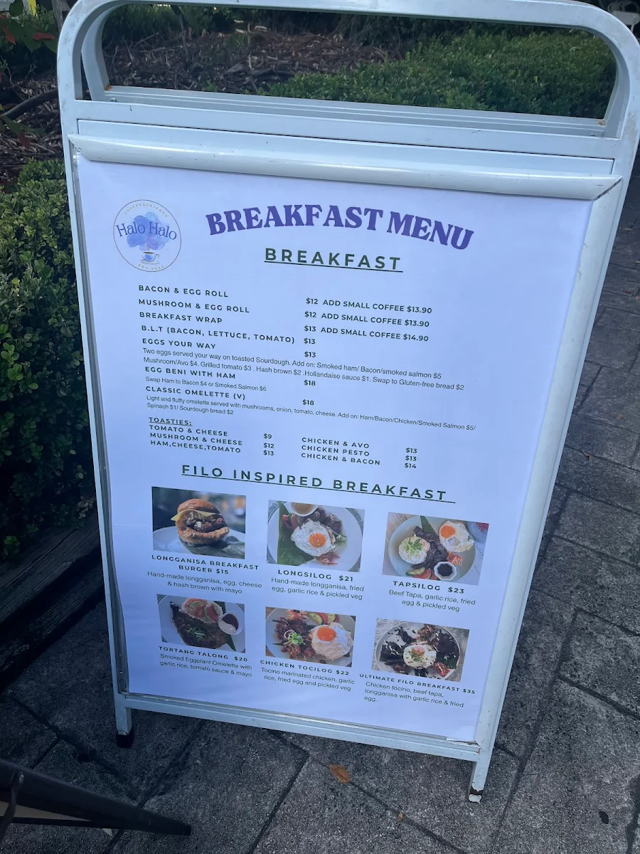 Menu, Halo Halo Cafe