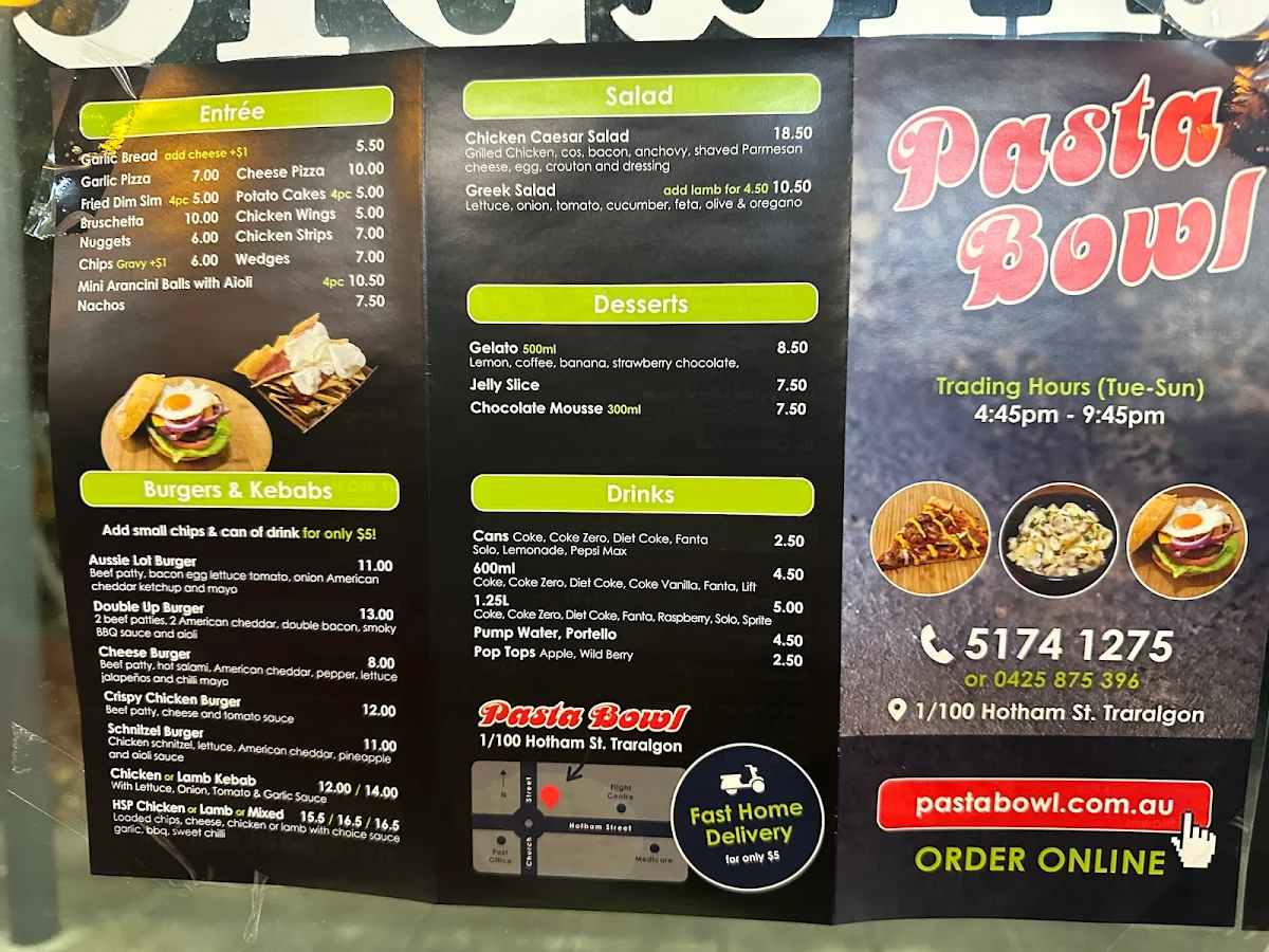 Menu, Pasta Bowl