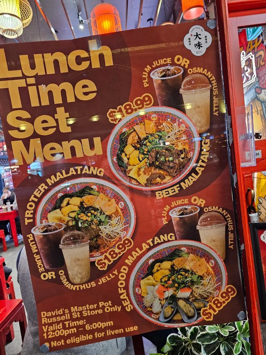 Menu, David’s Master Pot 大味麻辣烫
